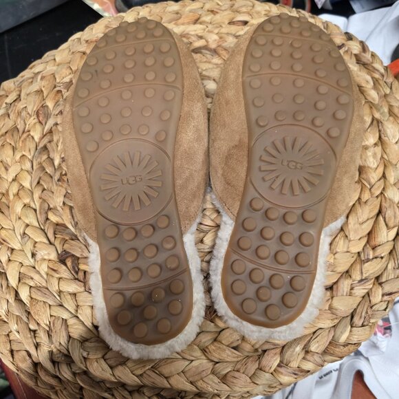 Ugg Lane Suede Sheepskin Slip On Flats Mules Loafers Chestnut Women’s Size 9 - Picture 5 of 7